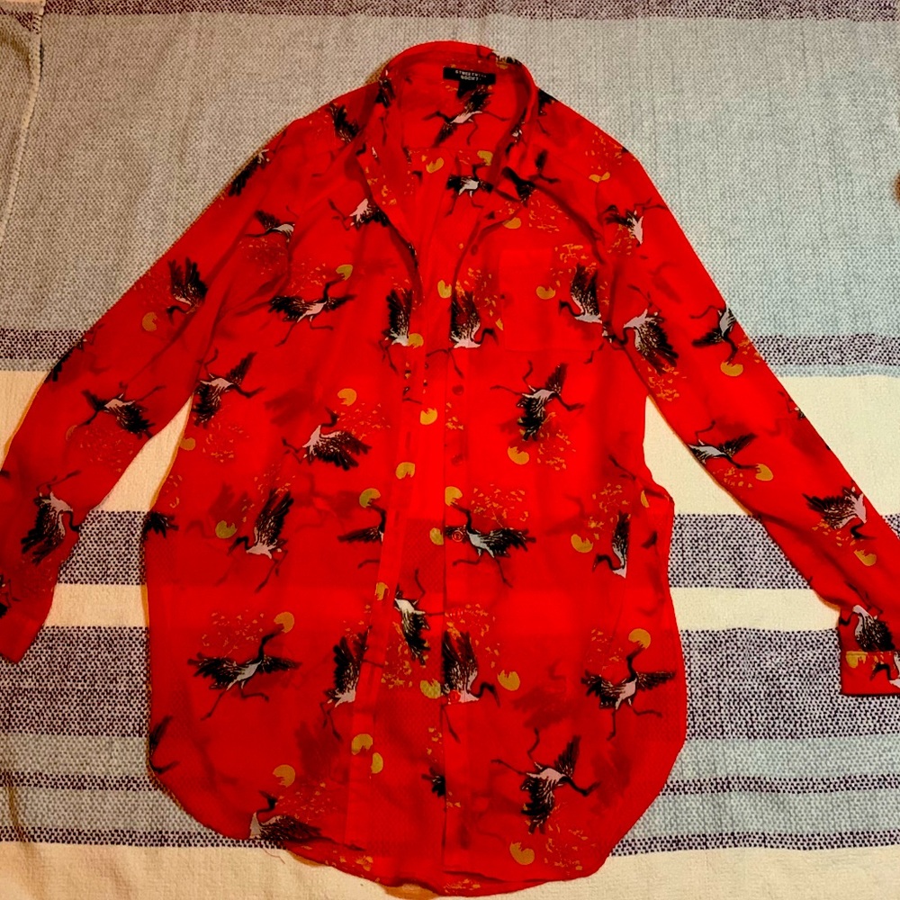 S men streetwear society red shirt